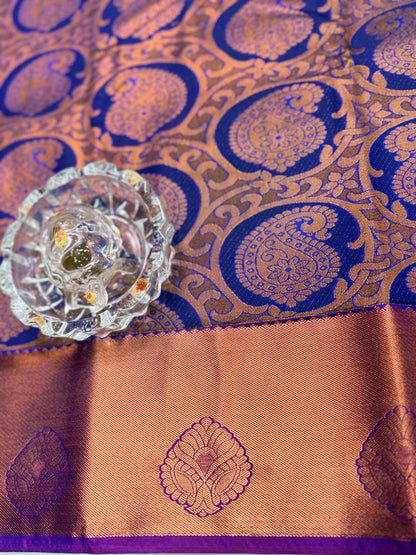 Bridal Kanchipuram Style Silk Saree with Rich Zari Border – Festive Wear