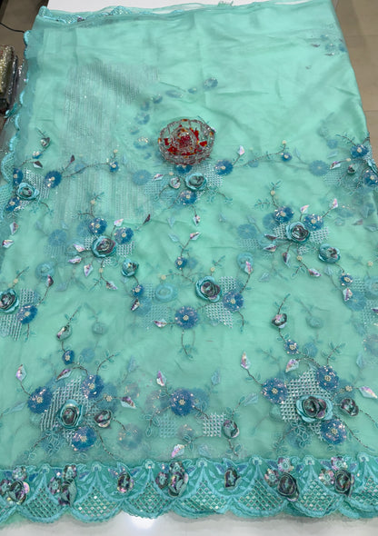 Mint Green Sequin Designer Saree for Women – Fancy Bollywood Party Wear with Designer Blouse