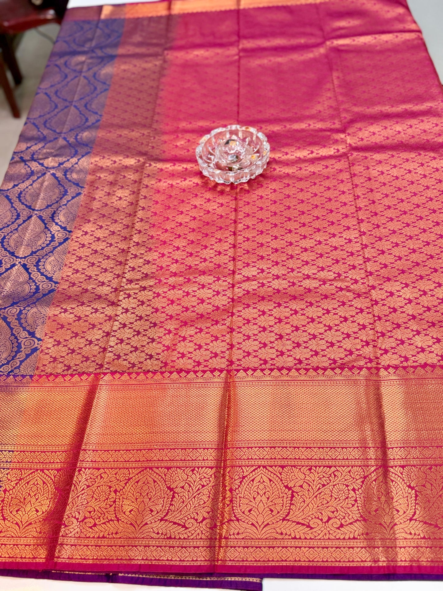 Bridal Kanchipuram Style Silk Saree with Rich Zari Border – Festive Wear