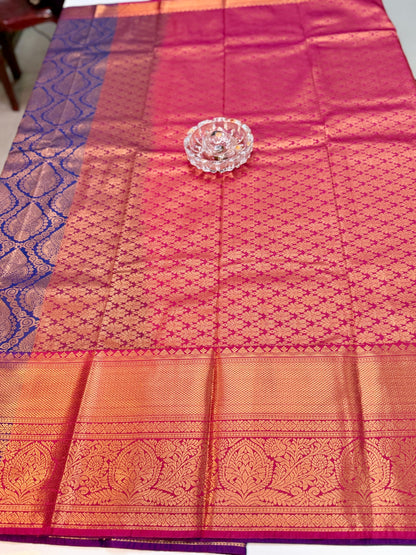 Bridal Kanchipuram Style Silk Saree with Rich Zari Border – Festive Wear