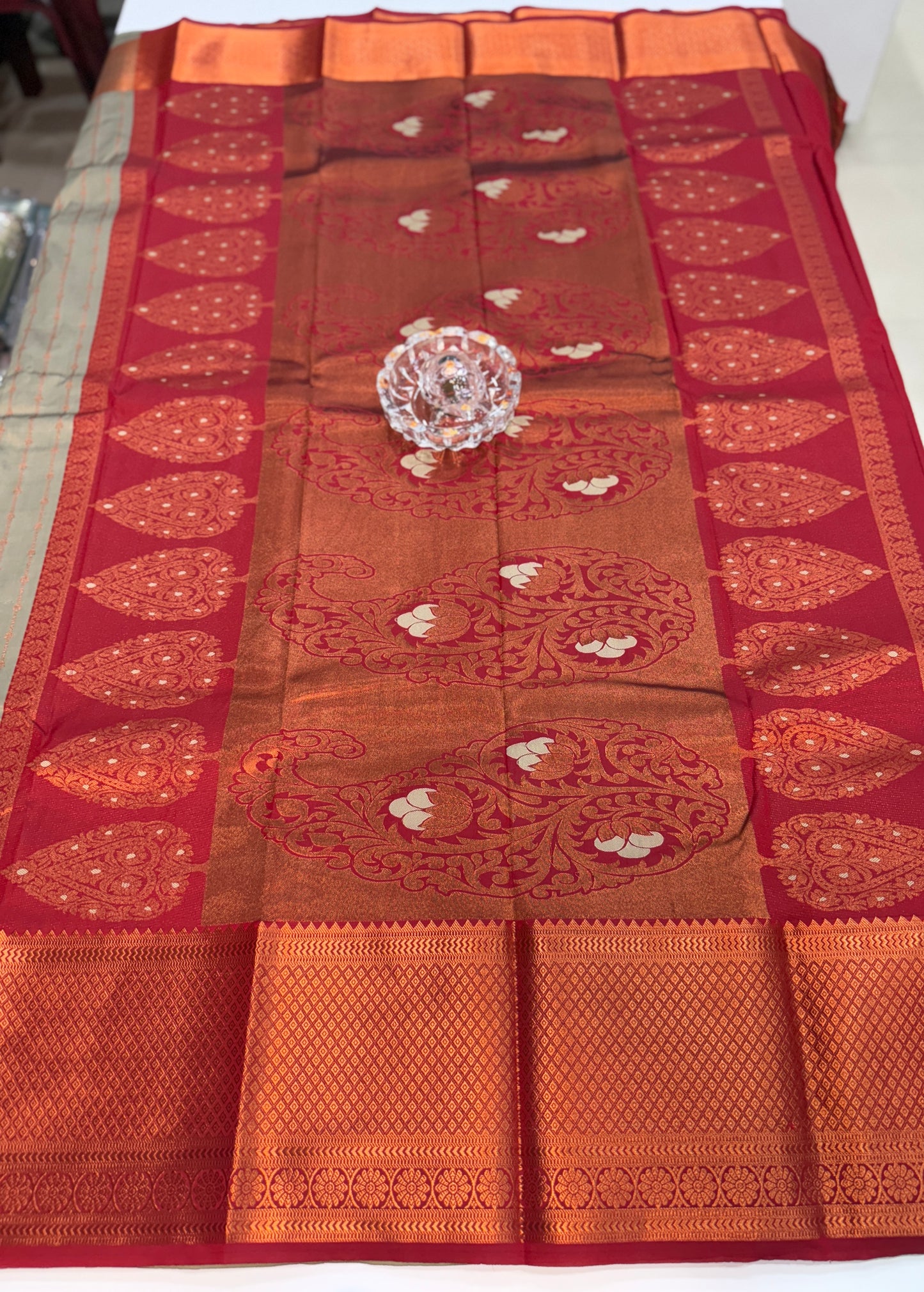 Dharmavaram Silk Saree with Intricate Meena Work and Blouse Piece for Women