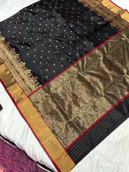 Pattu Silk All Over Butte Minakari Handborder Saree