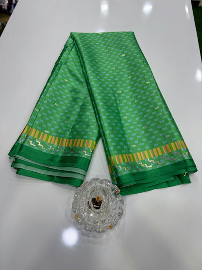 Japan satin saree for women with position print pallu and blouse, soft satin printed saree for festive and casual wear