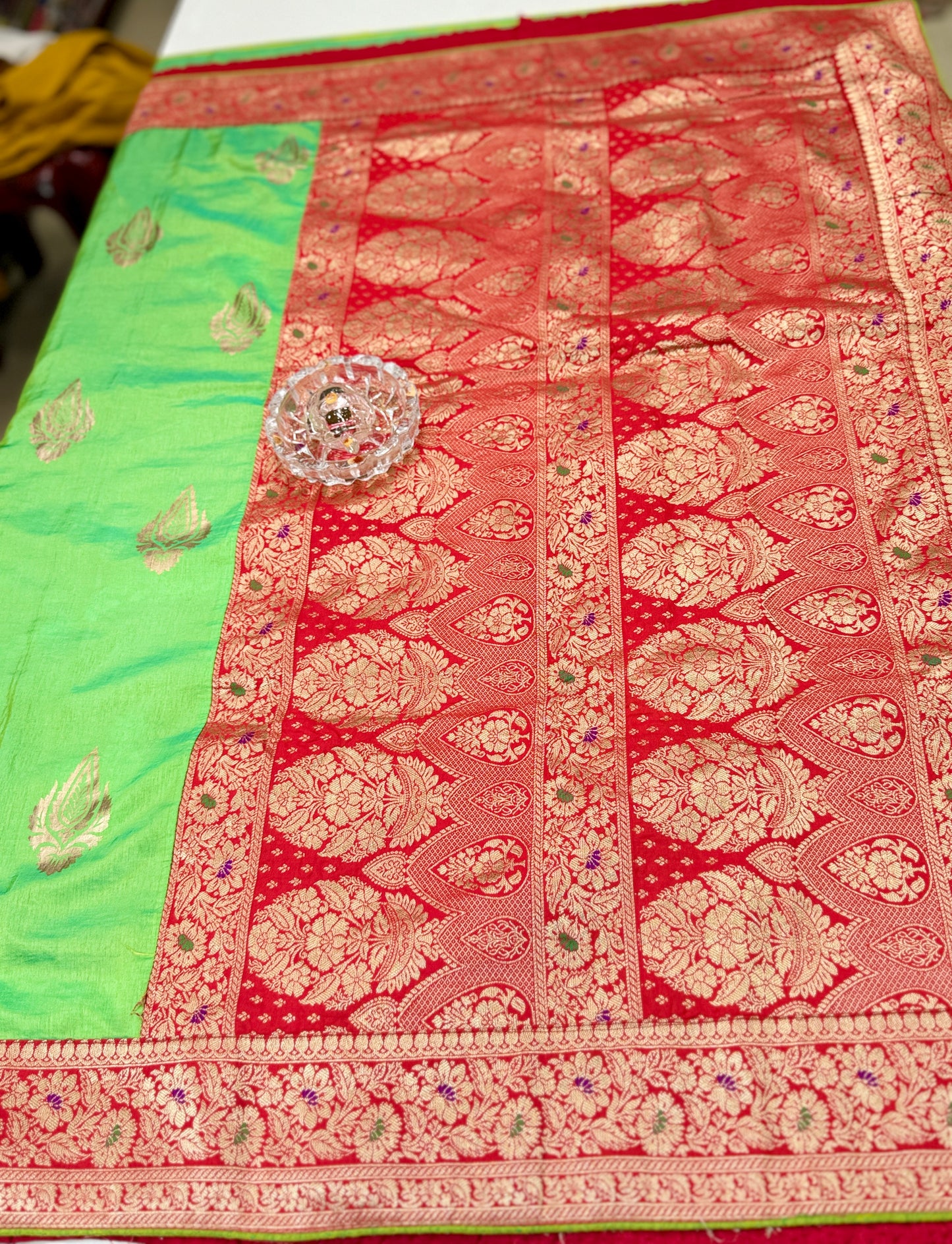 Premium Silk Saree with Zari Weaving and Heavy Work Blouse – Women’s Wedding and Festive Saree