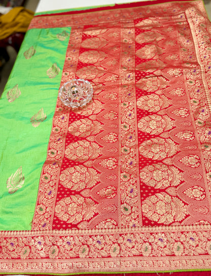 Premium Silk Saree with Zari Weaving and Heavy Work Blouse – Women’s Wedding and Festive Saree