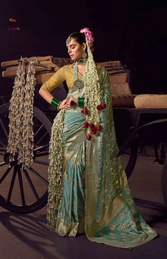Premium Viscose Silk Saree with Heavy Embroidered Designer Blouse – Wedding and Bridal Wear