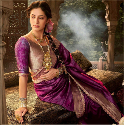 Banarasi tissue silk saree with lace border and heavy pallu – soft designer ethnic wear for women