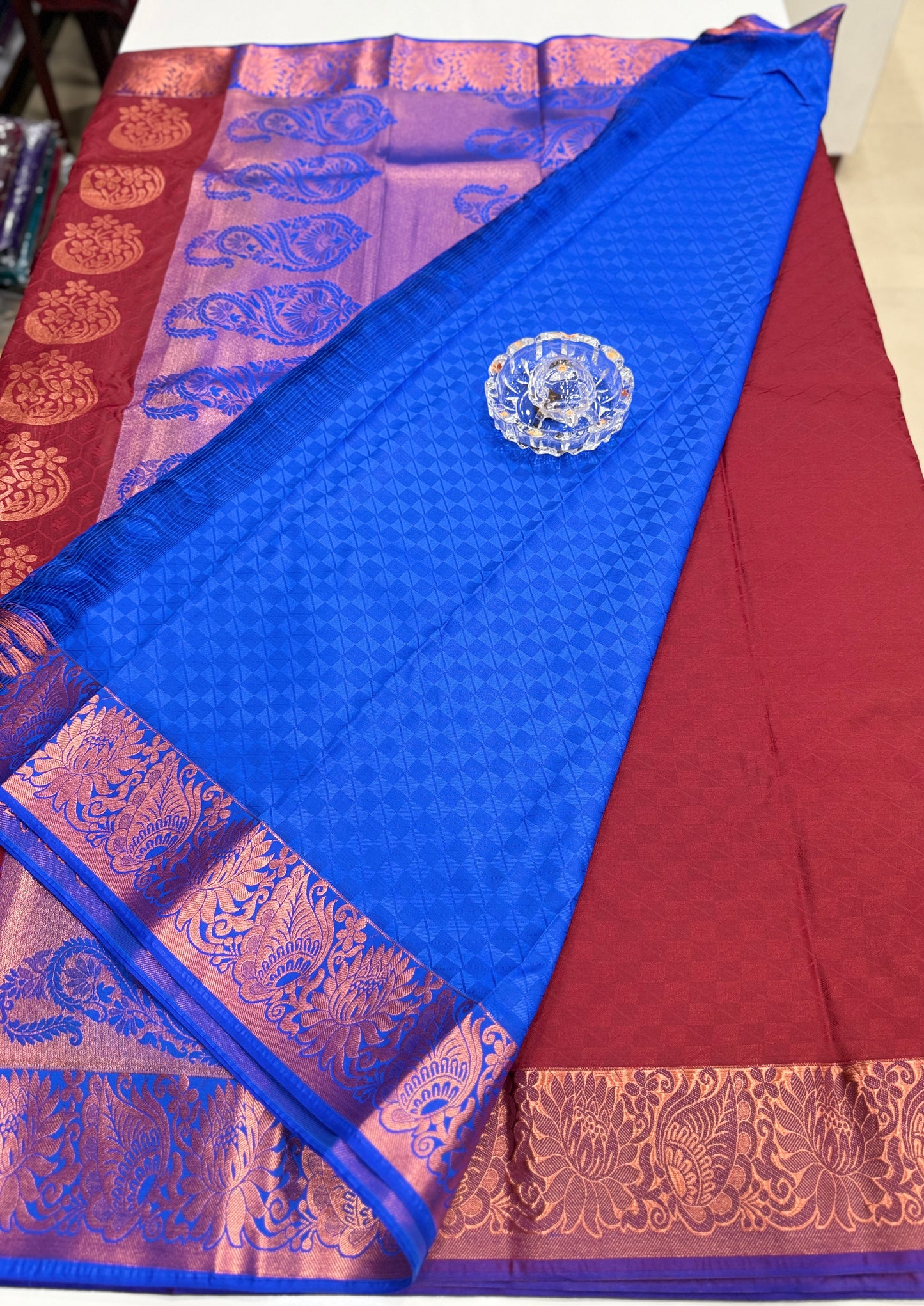 Butti Embossed Soft Silk Saree with Rich Pallu and Matching Blouse – Festive & Wedding Wear for Women