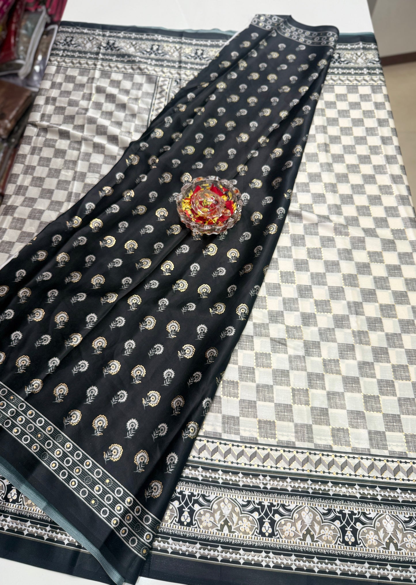 Printed Silk Saree with Matching Blouse – Lightweight Festive Saree for Women