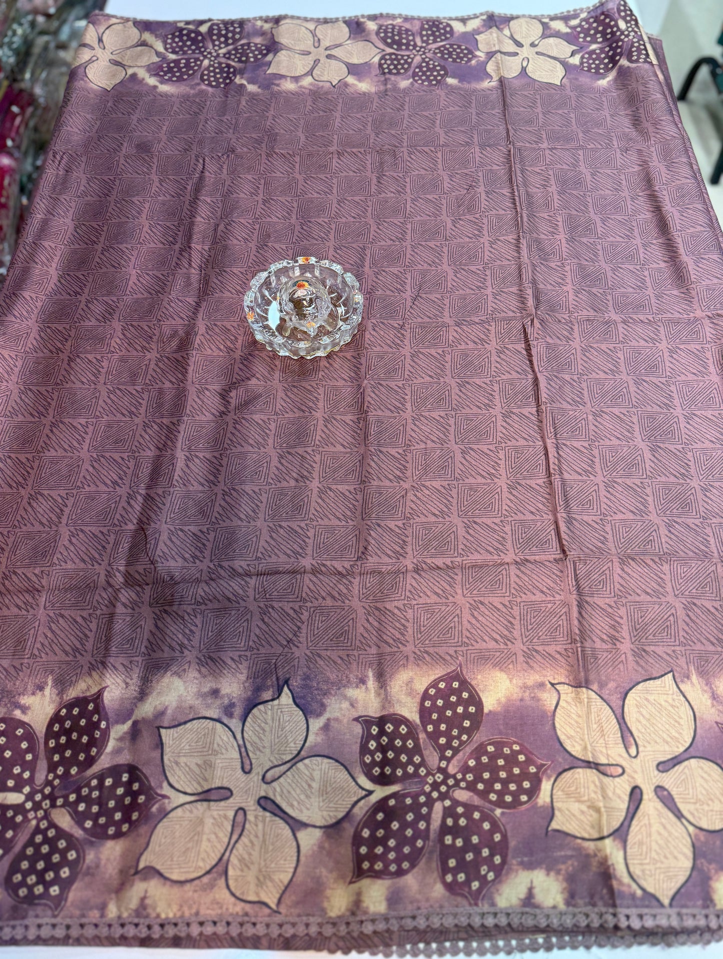 Nilambari Silk Floral Printed Saree with Lace Border