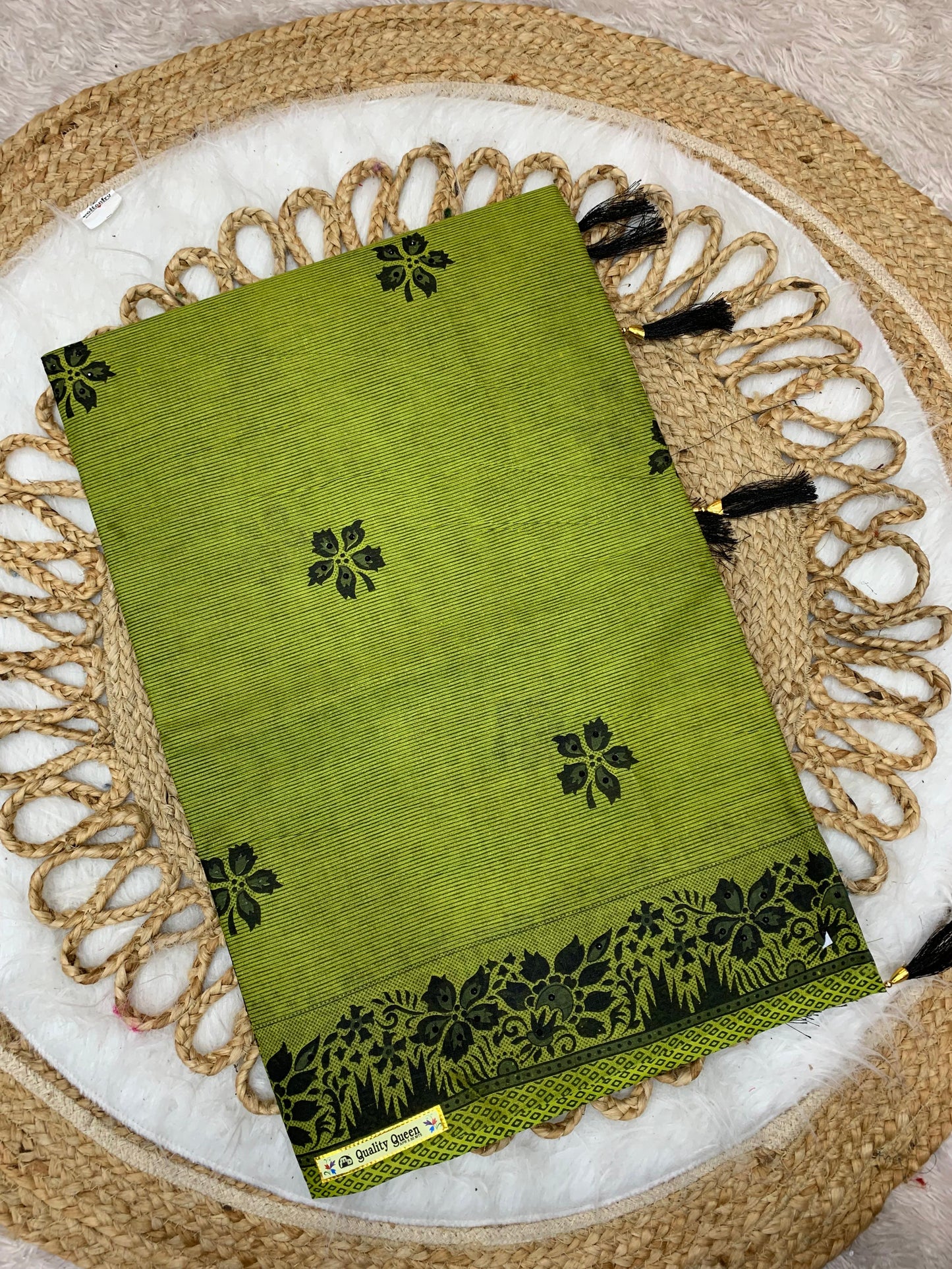 Pure Suti Cotton Saree with Traditional Batik Print – Chikko Tone and Multiple Colour Options
