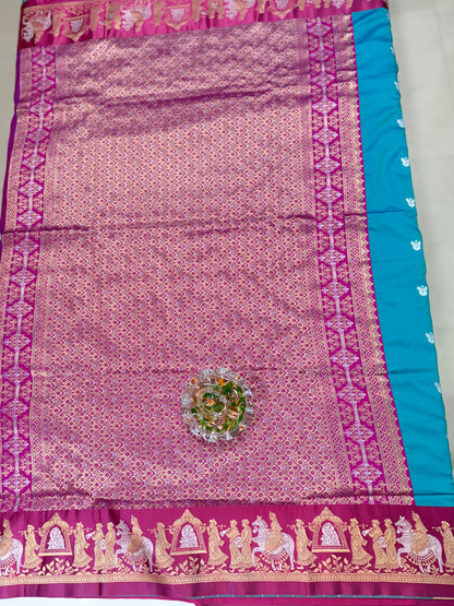 Mashru silk saree with Sindhu Ghaat zari weaving and blouse piece for women