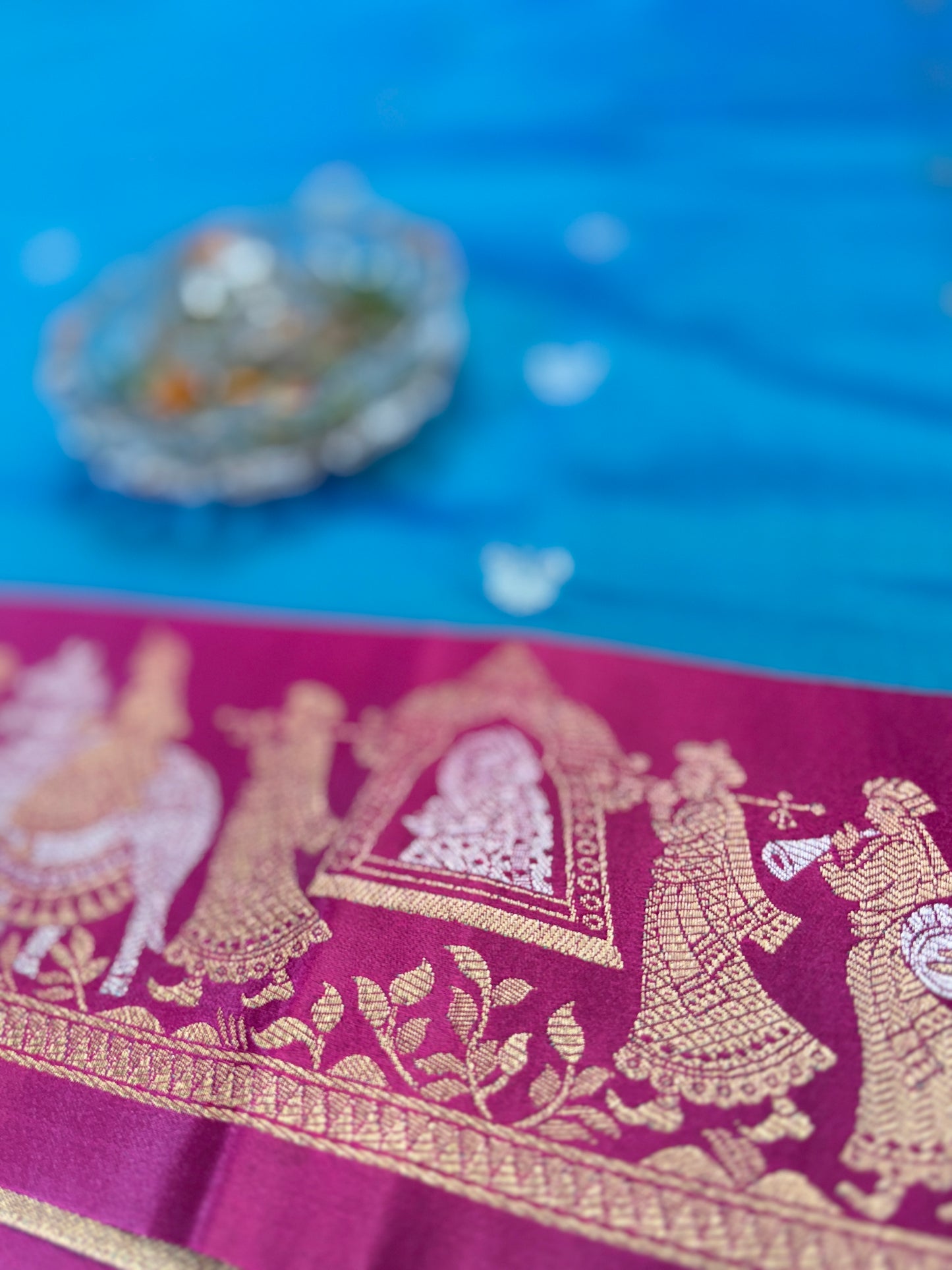Mashru silk saree with Sindhu Ghaat zari weaving and blouse piece for women