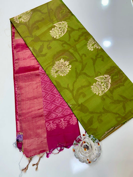 Pochampalli Printed Silk Saree with Satin Border and Blouse – Powerloom Weave for Women