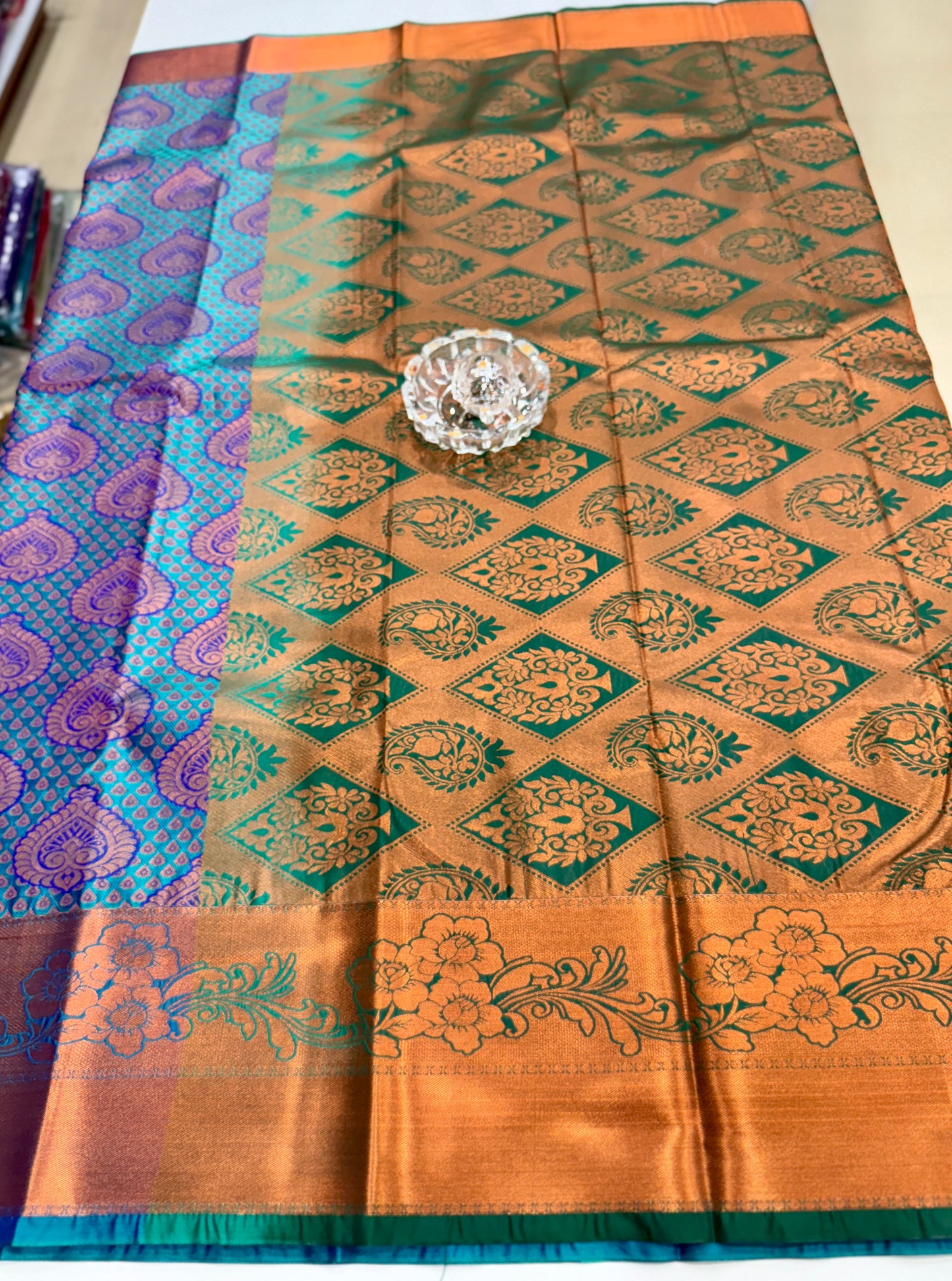 Bridal Soft Silk Saree with Jacquard Weaving & Contrast Border for Women
