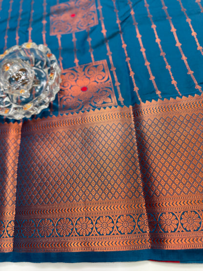 Dharmavaram Silk Saree with Intricate Meena Work and Blouse Piece for Women
