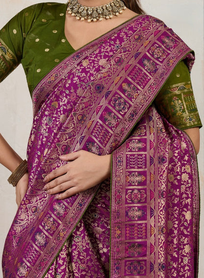 Soft Makhmal Silk Saree with 11-Shade Meenakari Weaving and Grand Pallu – Heritage Wedding Saree for Women