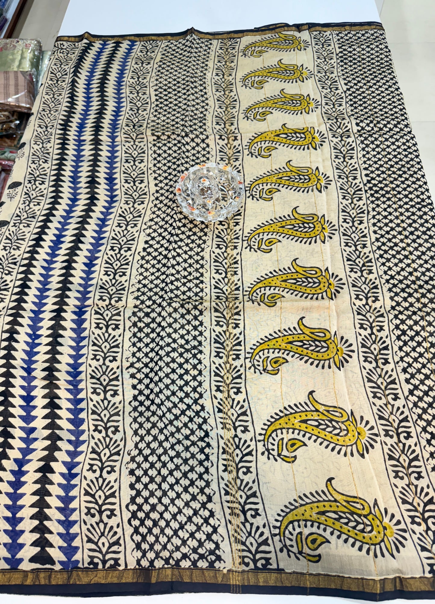 Pure Chanderi Silk Saree with Intricate Handblock Print and Blouse Piece – Traditional Wear for Women