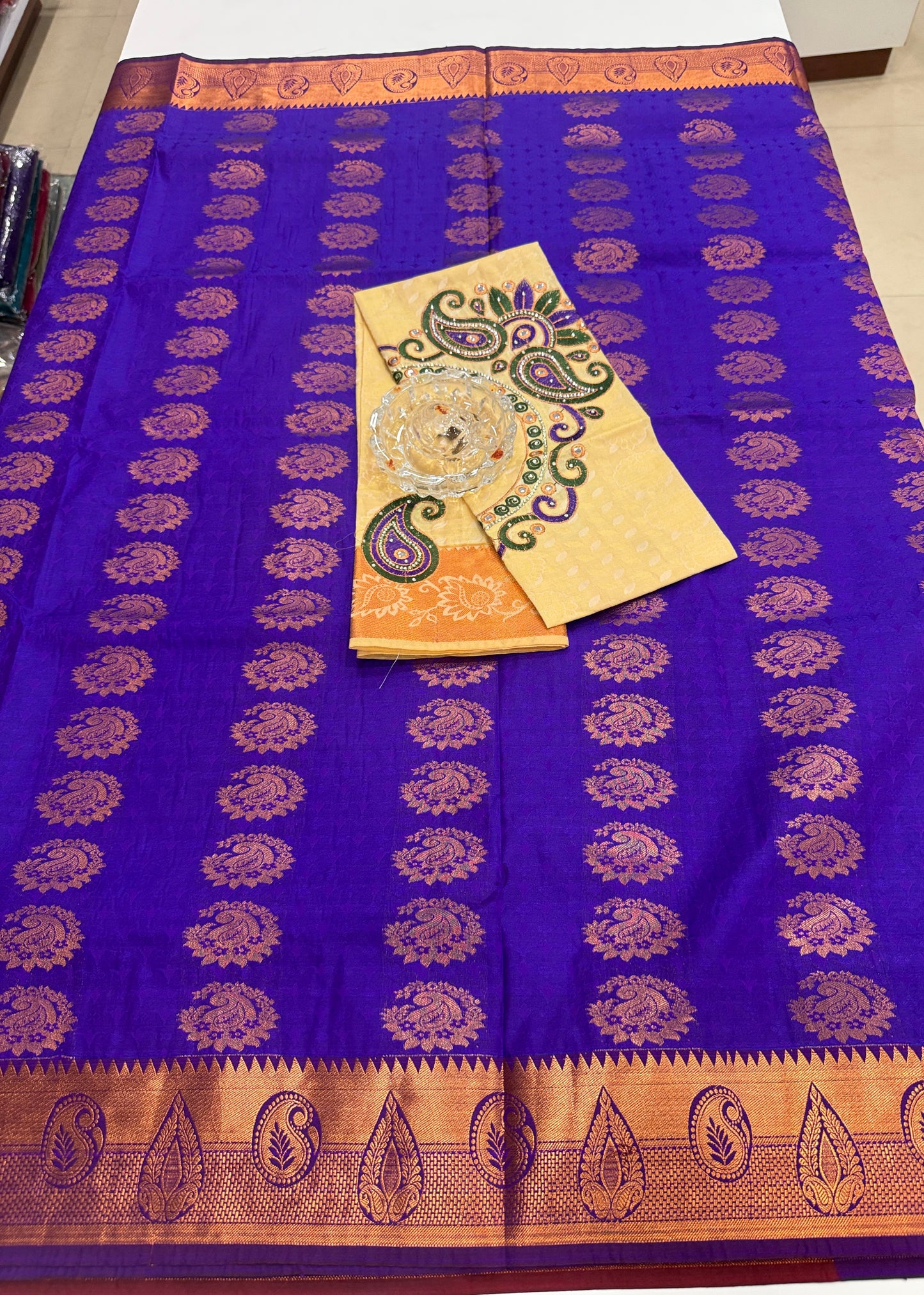 Soft Silk Saree with Cutwork and Stone Embellishments for Women