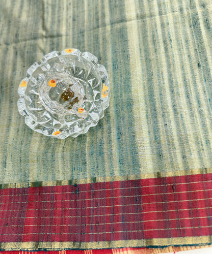 Handloom Style Katan Silk Saree with Red Zari Border – Elegant Office & Festive Wear Saree for Women