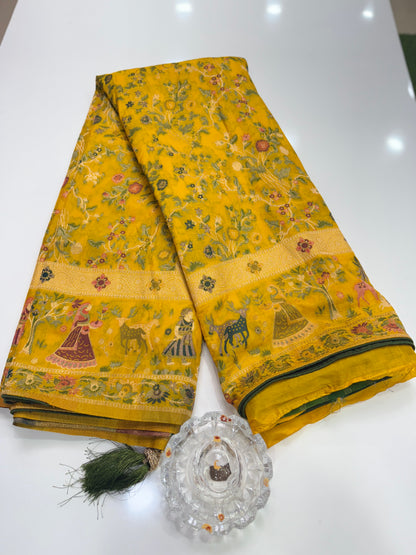 Soft Makhmal Silk Saree with 11-Shade Meenakari Weaving and Grand Pallu – Heritage Wedding Saree for Women