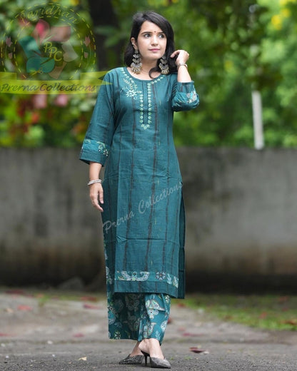 Beautiful embroidery kurti pant set for just ₹1699