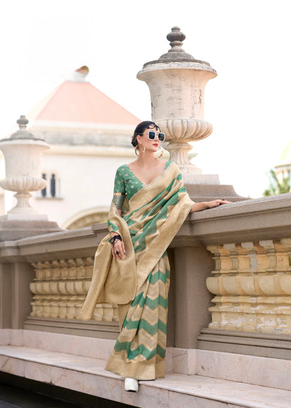 cotton linen silk saree with zigzag design and blouse – festive wear for women