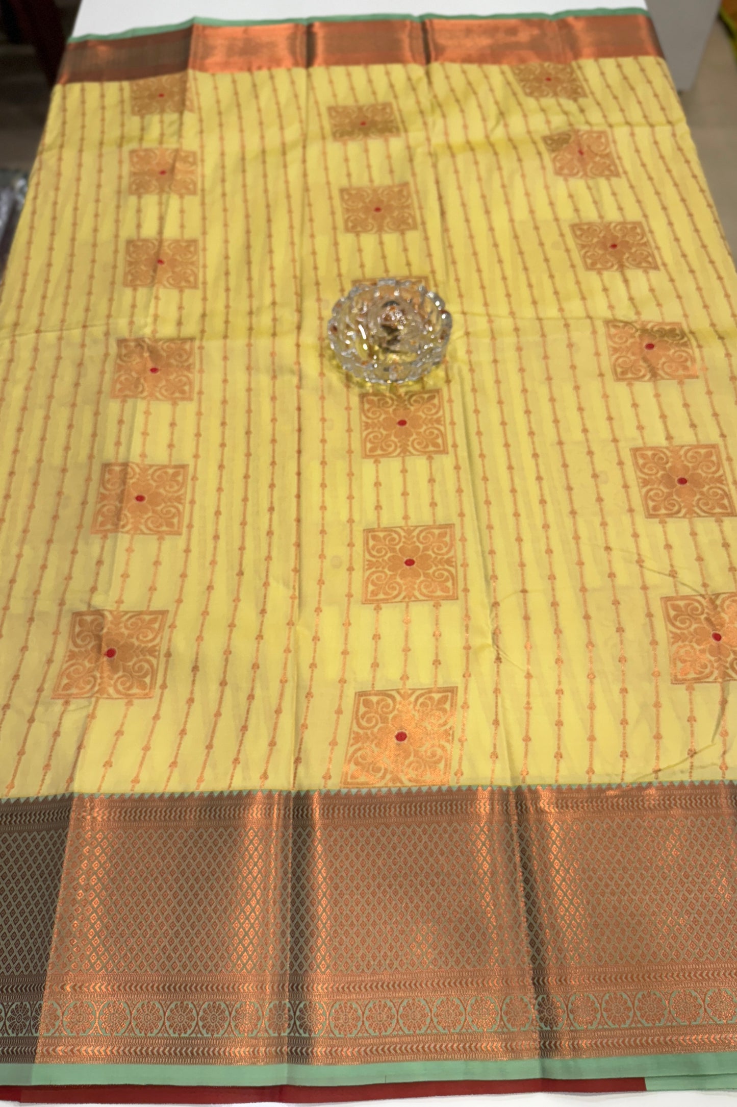 Dharmavaram Silk Saree with Intricate Meena Work and Blouse Piece for Women