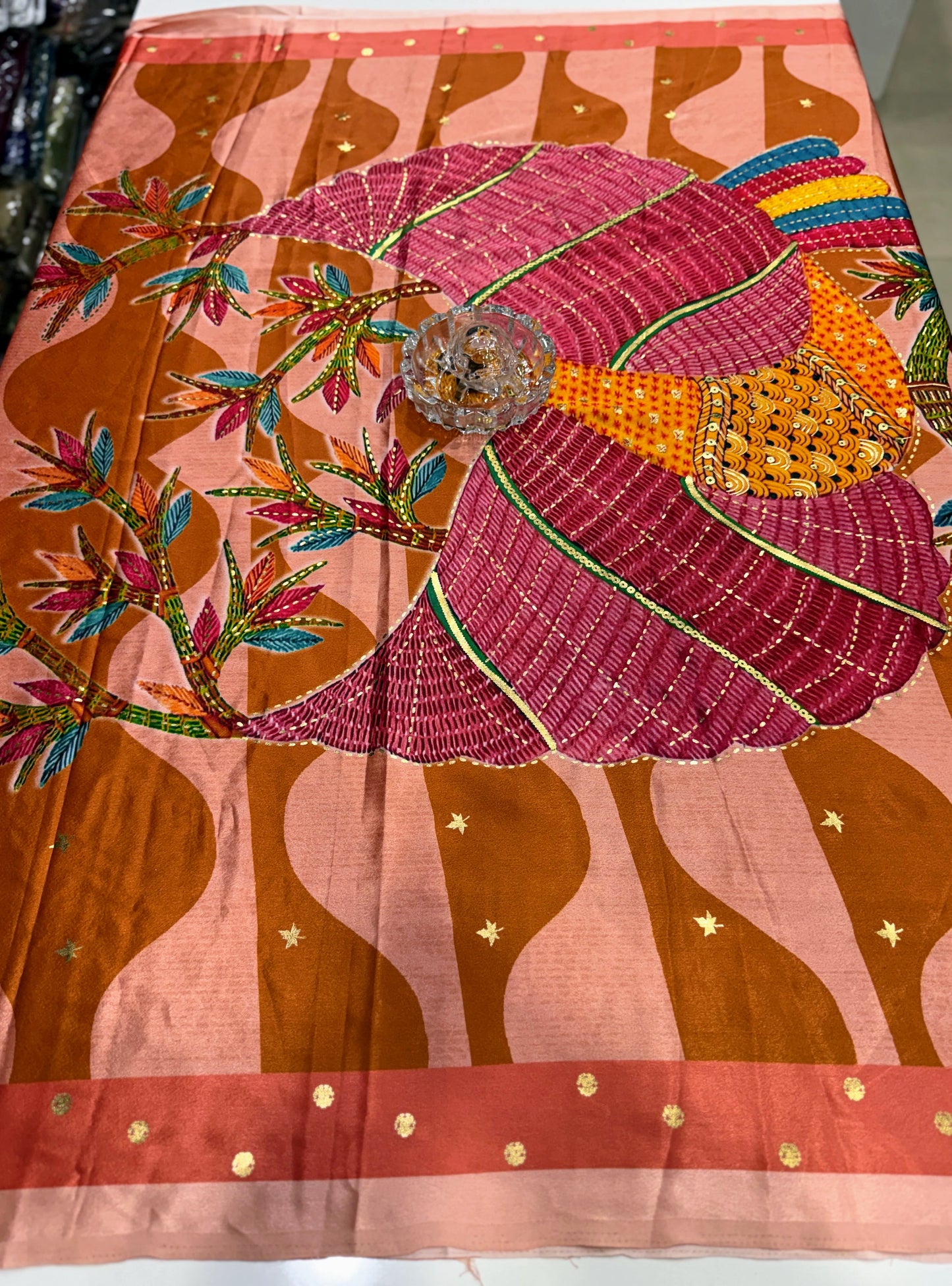 Japan satin saree for women with position print pallu and blouse, soft satin printed saree for festive and casual wear