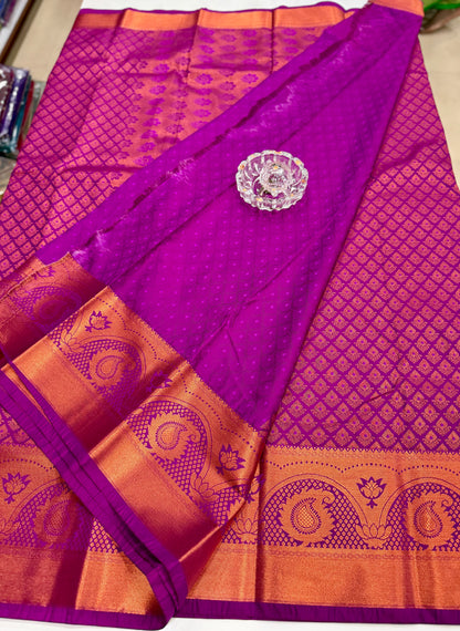 Bridal Soft Silk Saree with Jacquard Weaving & Contrast Border for Women