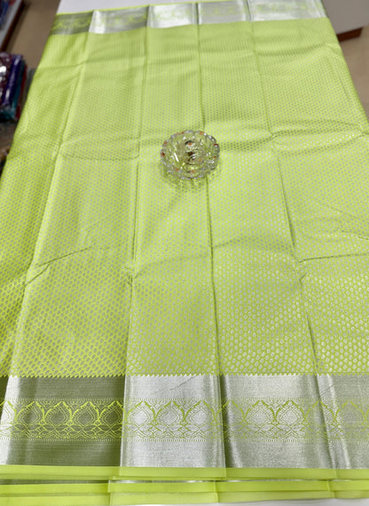 Traditional Kanchipuram Style Silk Saree for Women with Zari Border and Blouse Piece | Power-loom Woven Saree