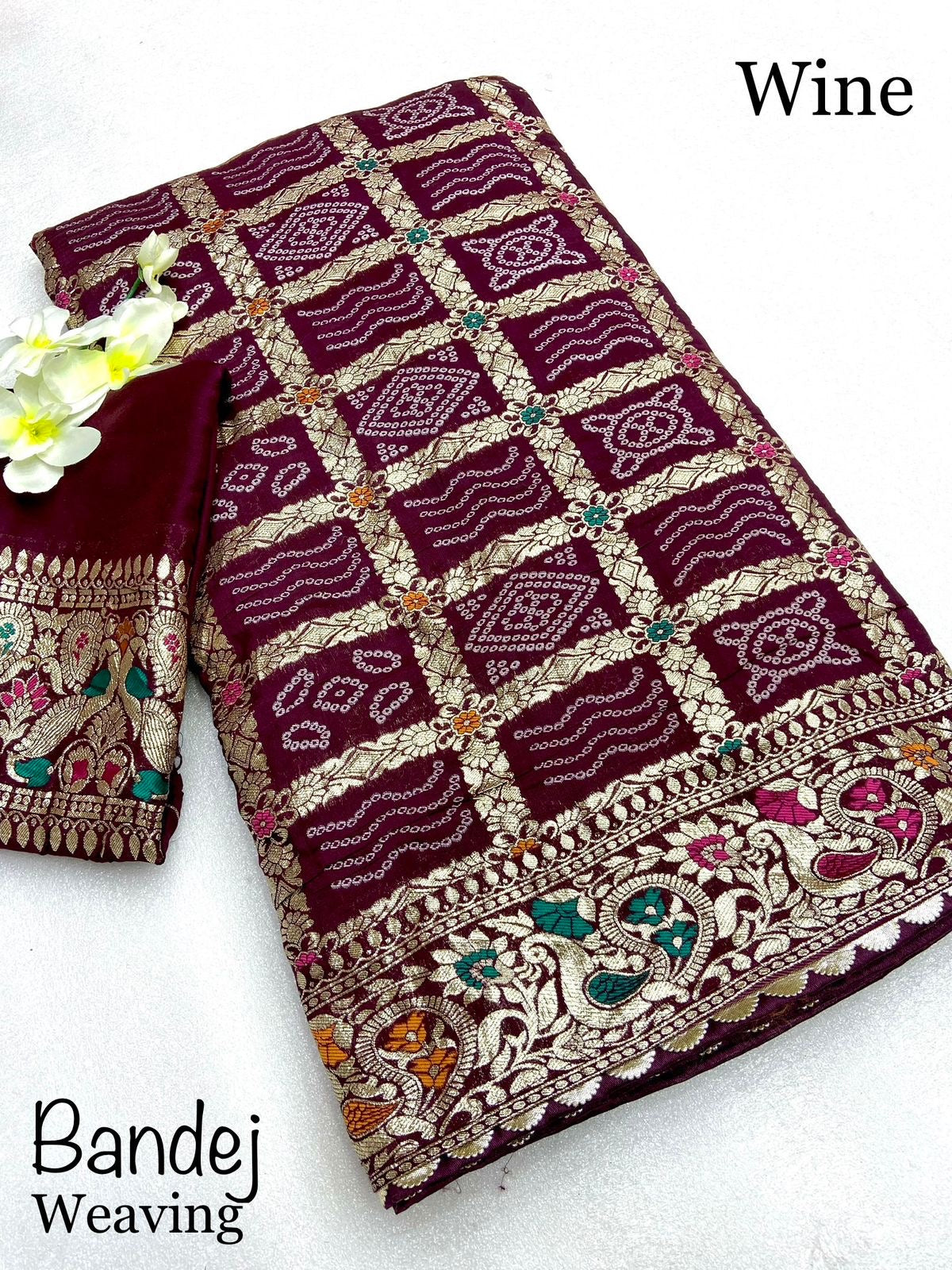 Meenakari Majesty : Bhandej Bliss - 10% Off and Free Shipping