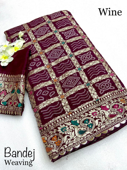 Meenakari Majesty : Bhandej Bliss - 10% Off and Free Shipping