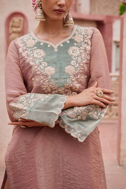 Crush Tissue Kurta Palazzo Dupatta Set with Detailing Work – Women’s Ethnic Wear (Sizes 40–46)