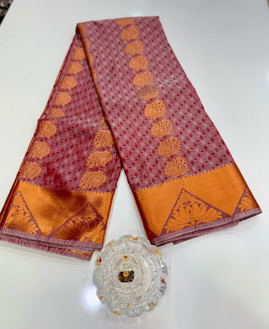 Butti Embossed Soft Silk Saree with Rich Pallu and Matching Blouse – Festive & Wedding Wear for Women