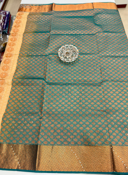 Soft Silk Saree with Cutwork and Stone Embellishments for Women