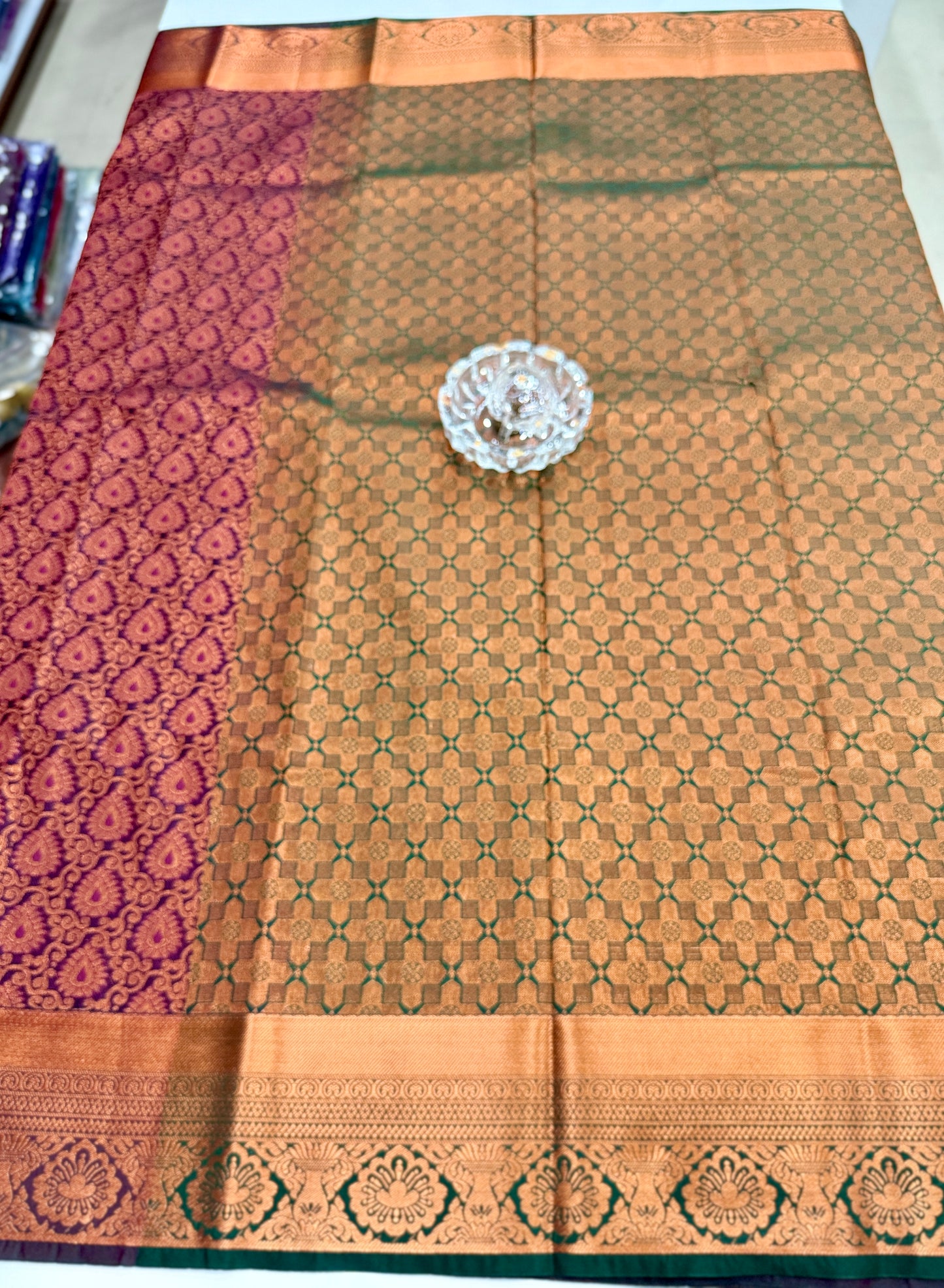 Bridal Soft Silk Saree with Jacquard Weaving & Contrast Border for Women