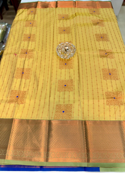 Dharmavaram Silk Saree with Intricate Meena Work and Blouse Piece for Women