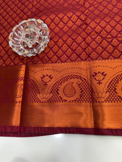 Bridal Soft Silk Saree with Jacquard Weaving & Contrast Border for Women