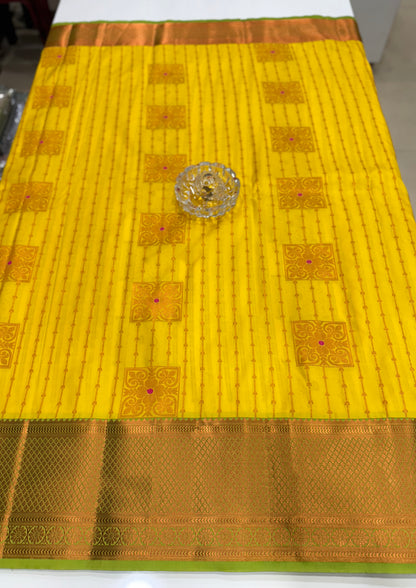 Dharmavaram Silk Saree with Intricate Meena Work and Blouse Piece for Women