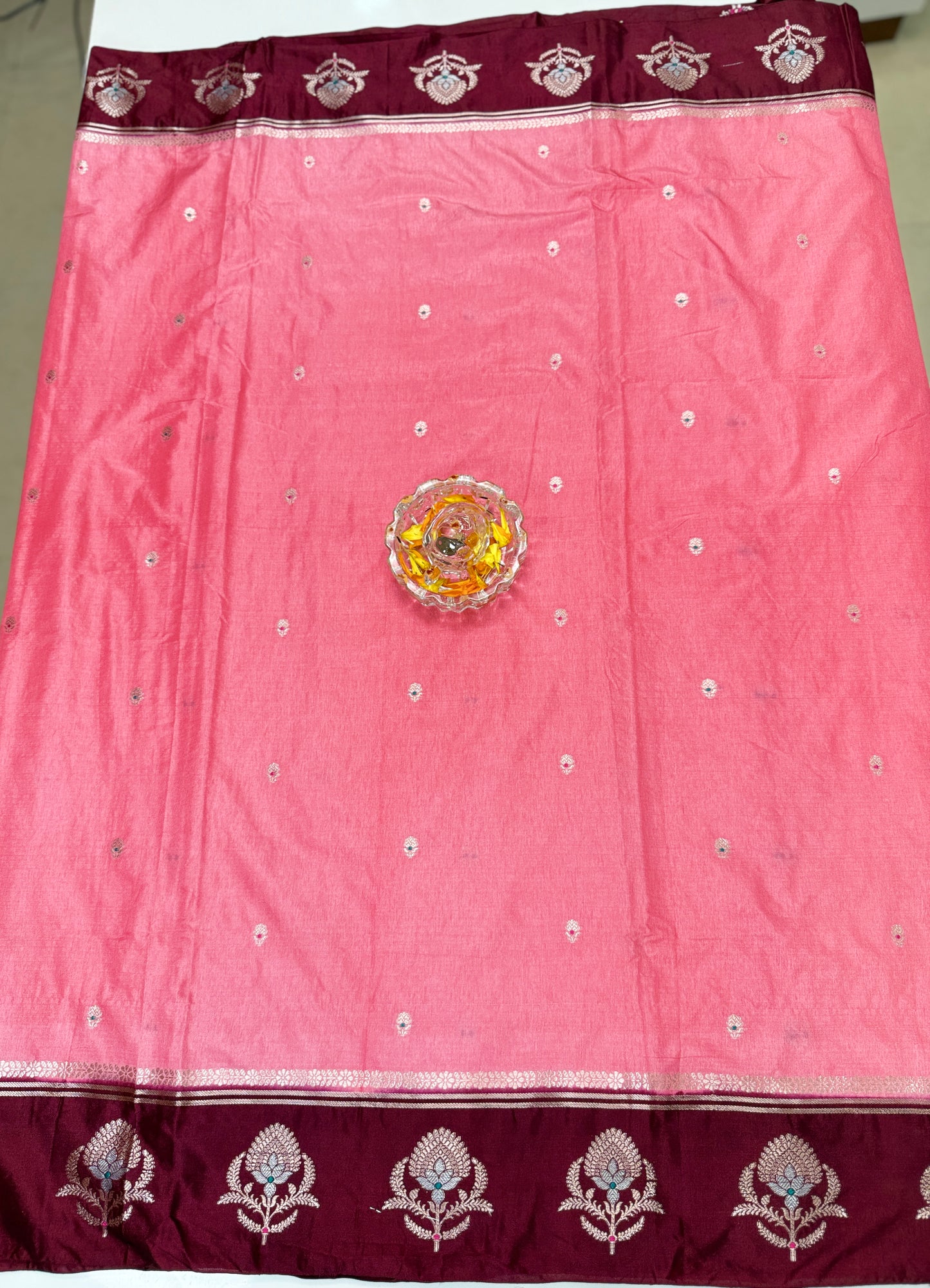 Banarasi Semi Raw Mango Silk Saree with Zari Buta Meenakari Work and Brocade Blouse – Festive Wear