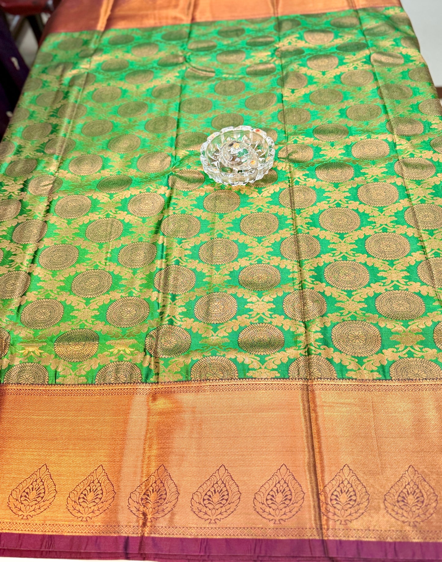 Bridal Kanchipuram Style Silk Saree with Rich Zari Border – Festive Wear