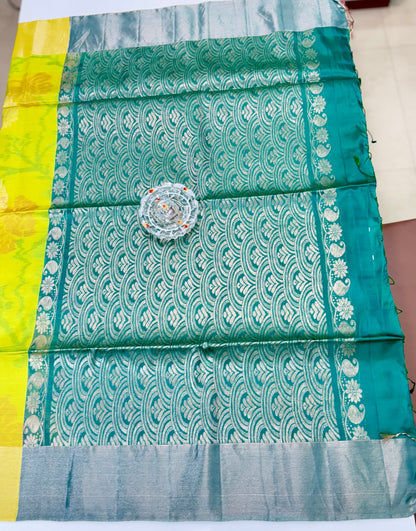 Pochampalli Printed Silk Saree with Satin Border and Blouse – Powerloom Weave for Women