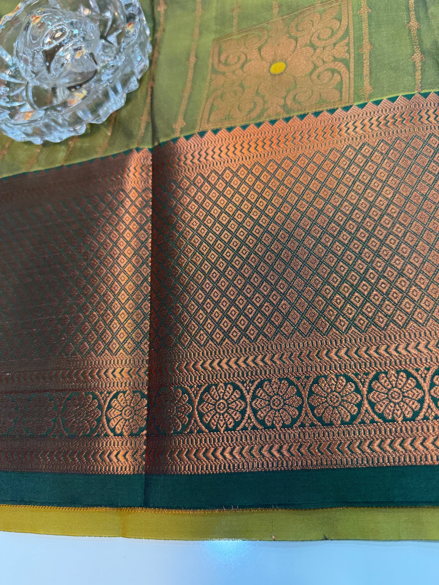 Dharmavaram Silk Saree with Intricate Meena Work and Blouse Piece for Women