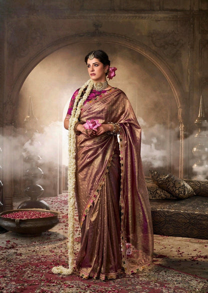 pure tissue saree with multicolored lace and designer blouse – premium ethnic wear for women