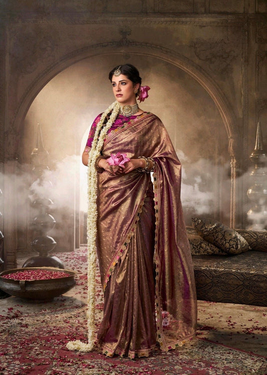 pure tissue saree with multicolored lace and designer blouse – premium ethnic wear for women