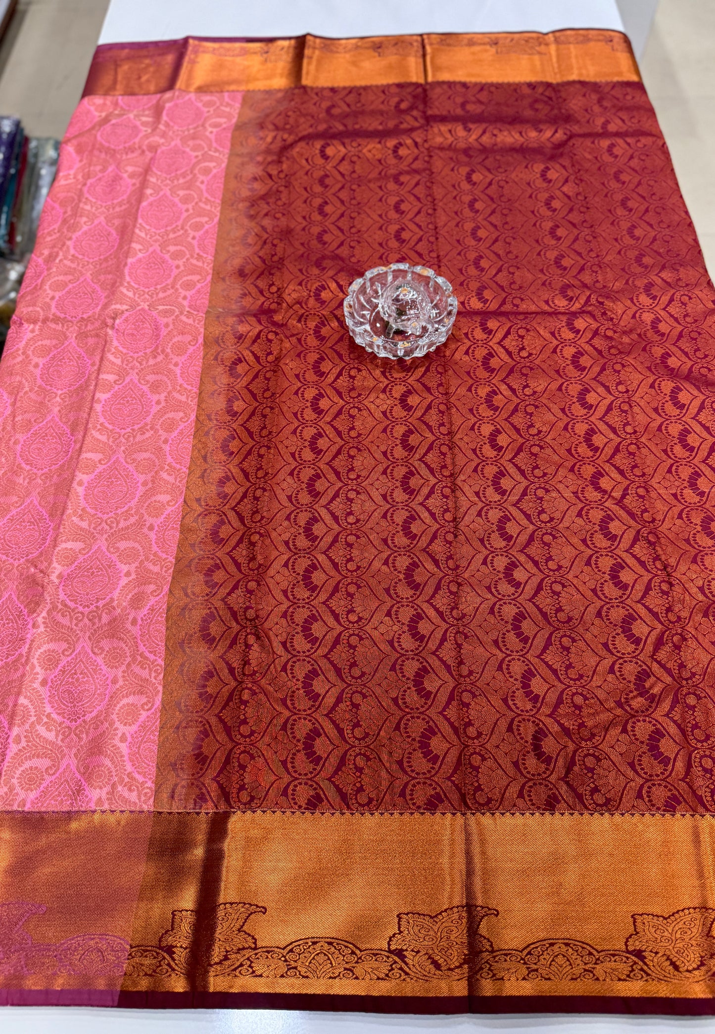 Bridal Soft Silk Saree with Jacquard Weaving & Contrast Border for Women