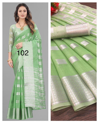 Lustrous Linen Silver Zari