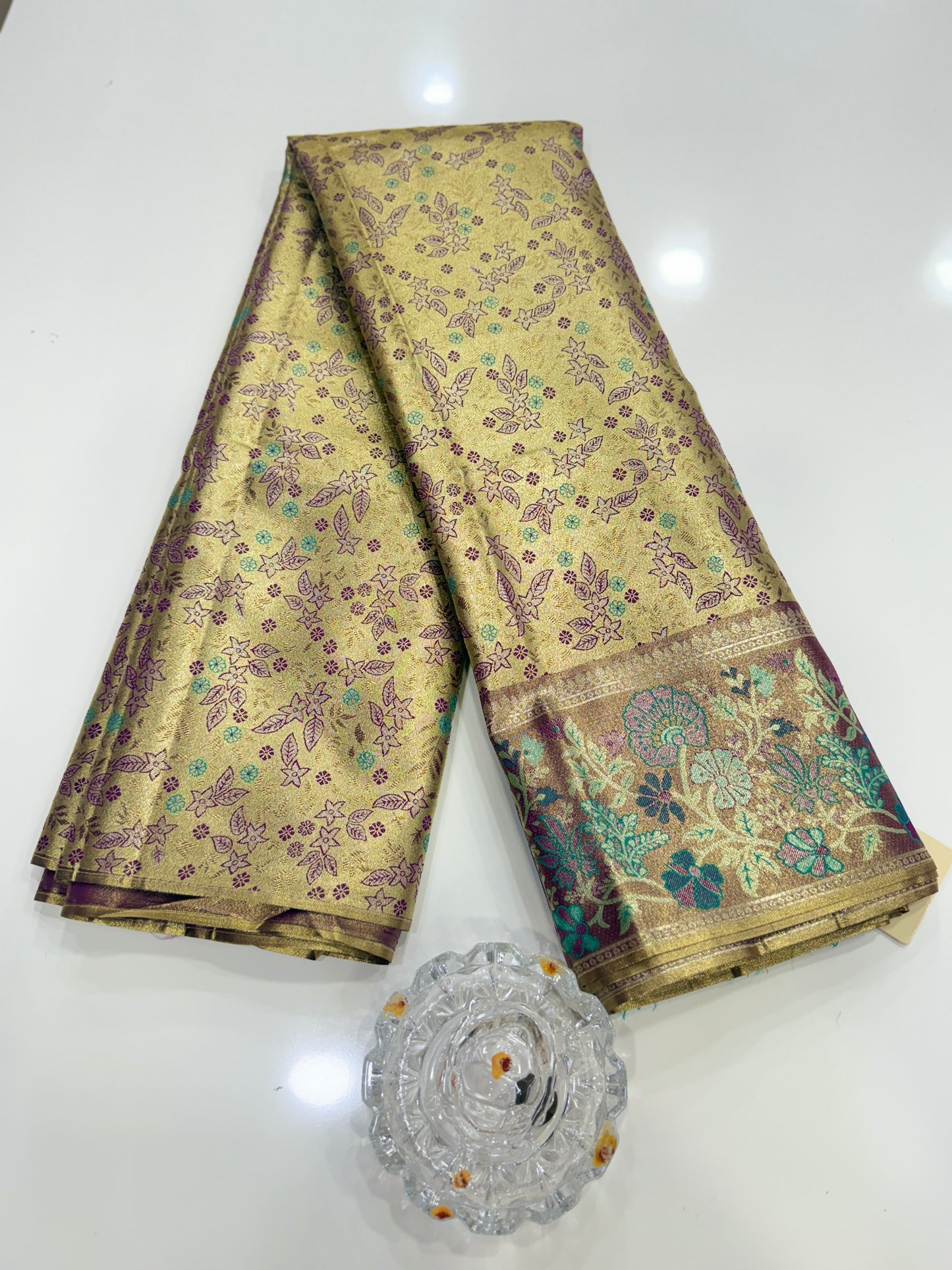 Dharmavaram Style Silk Saree with Zari Floral Weaving and Grand Pallu – Traditional Wedding Saree