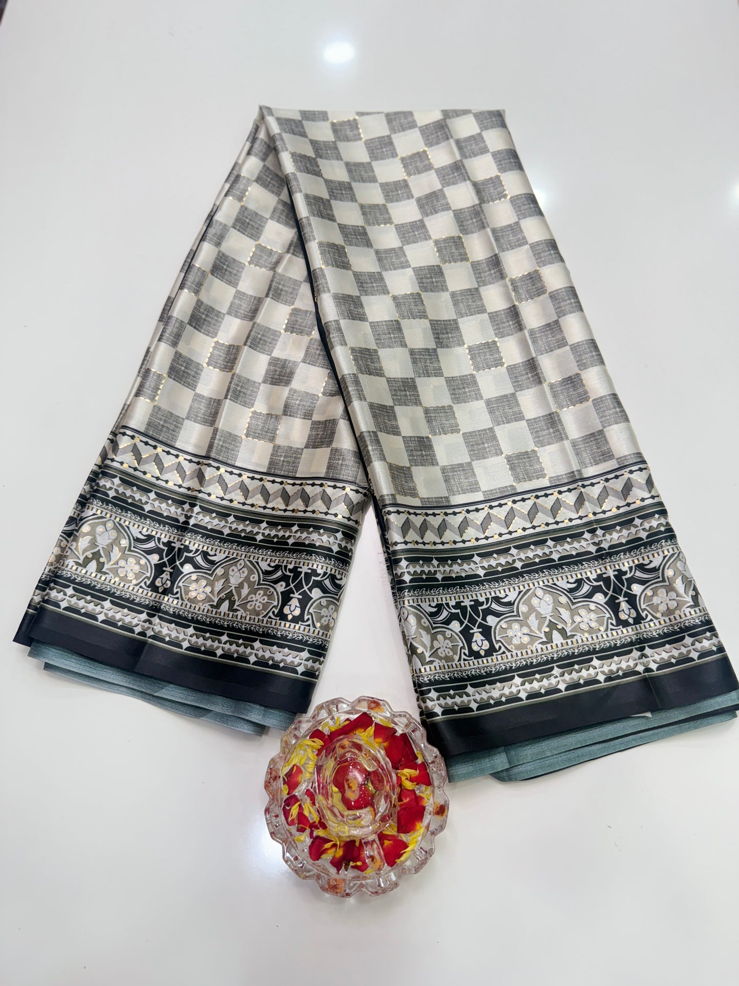 Printed Silk Saree with Matching Blouse – Lightweight Festive Saree for Women